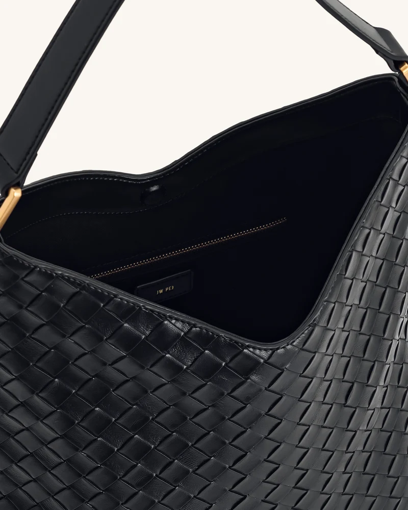 Aria Schultertasche mit gewebter Textur - Schwarz