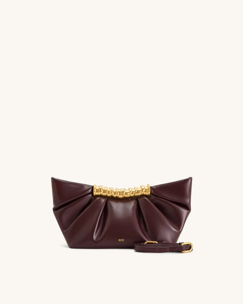 Leia Falten-Clutch - Tiefburgunder