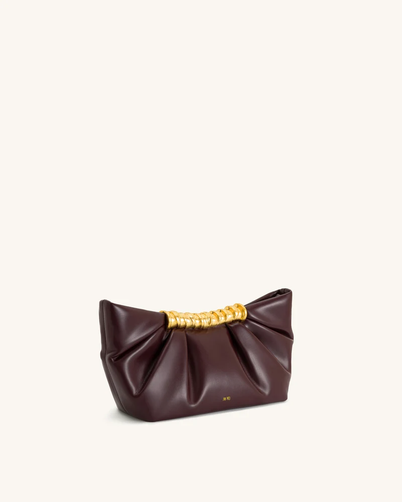 Leia Falten-Clutch - Tiefburgunder