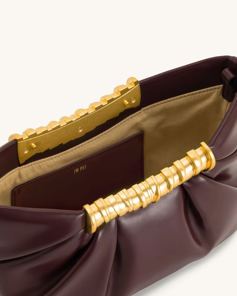 Leia Falten-Clutch - Tiefburgunder