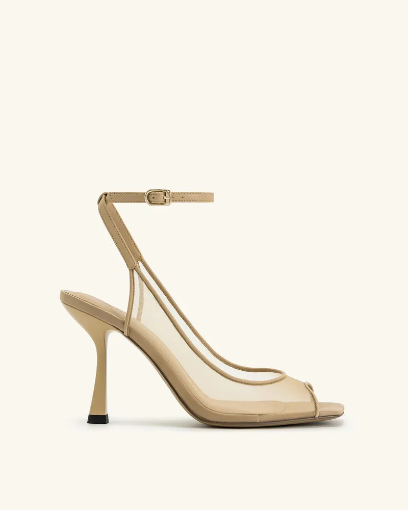 Serenity Offene Zehen Mesh Slingback Sandalen - Khaki
