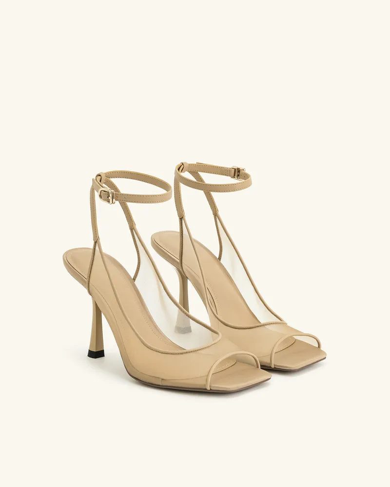 Serenity Offene Zehen Mesh Slingback Sandalen - Khaki