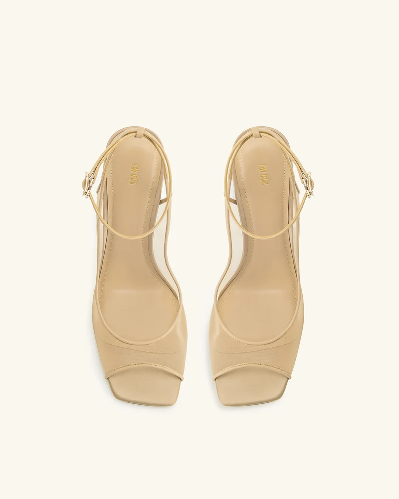 Serenity Offene Zehen Mesh Slingback Sandalen - Khaki