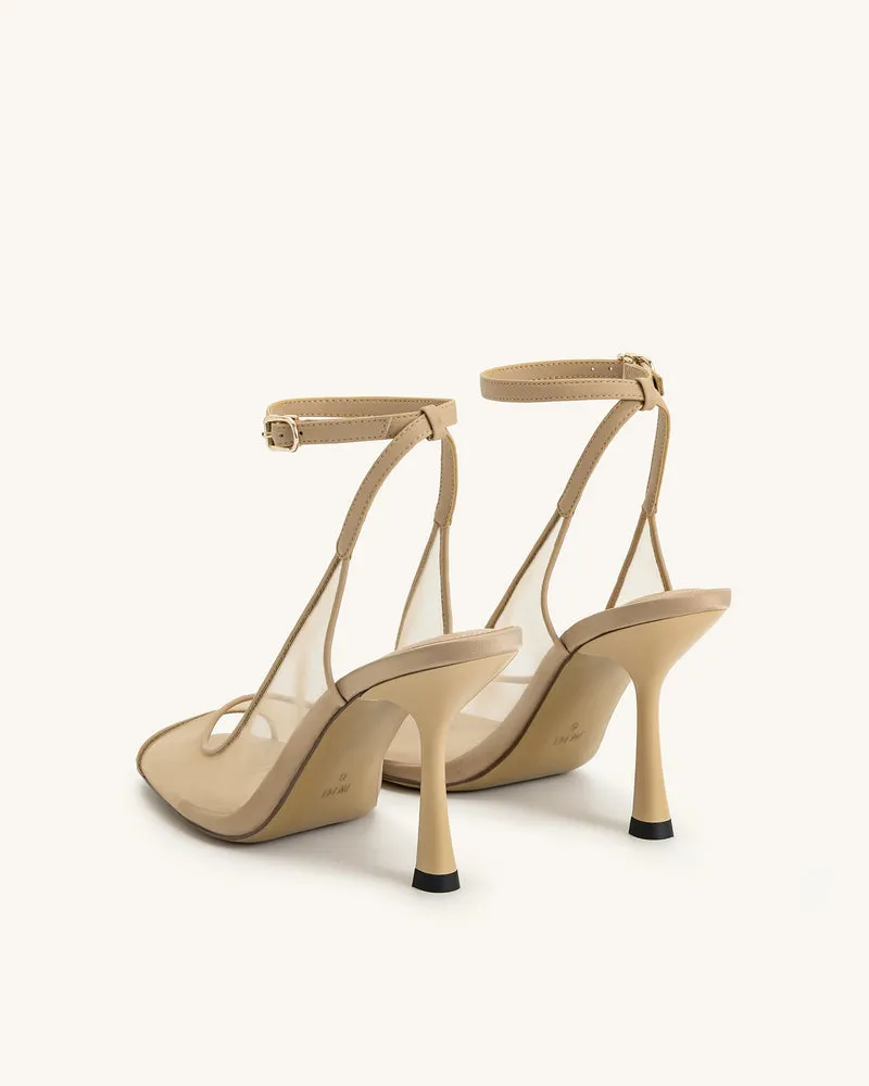 Serenity Offene Zehen Mesh Slingback Sandalen - Khaki