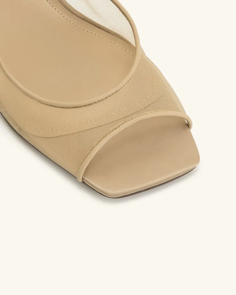 Serenity Offene Zehen Mesh Slingback Sandalen - Khaki