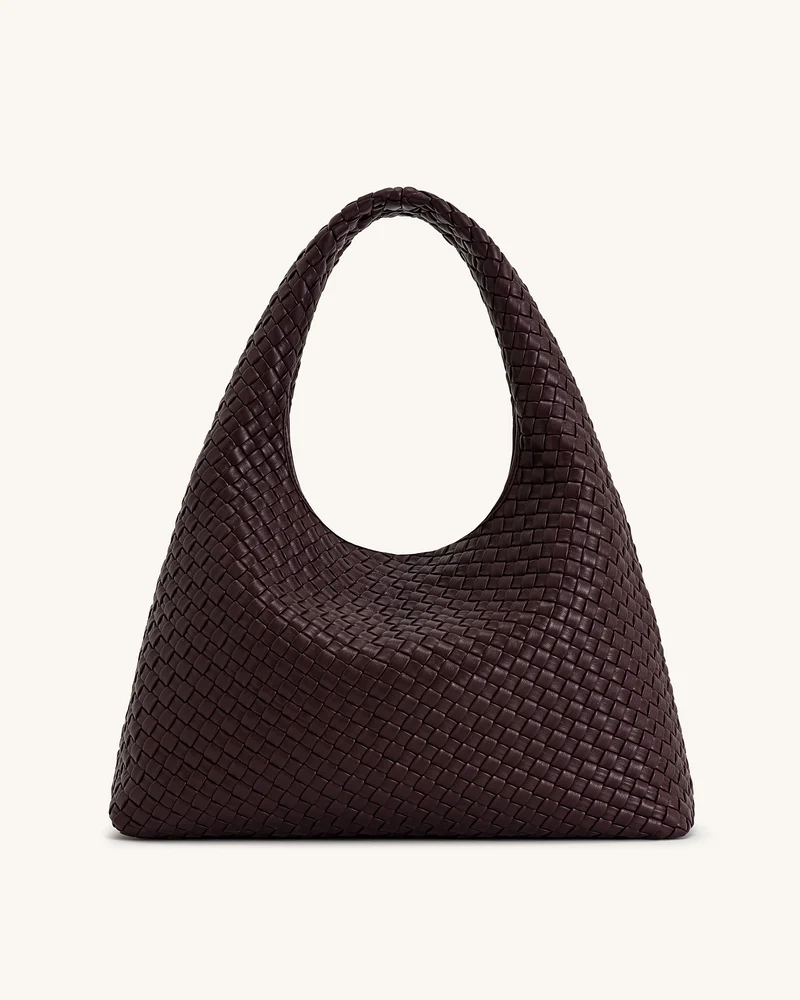 Laura Schultertasche mit Flechtmuster – Tiefburgunder