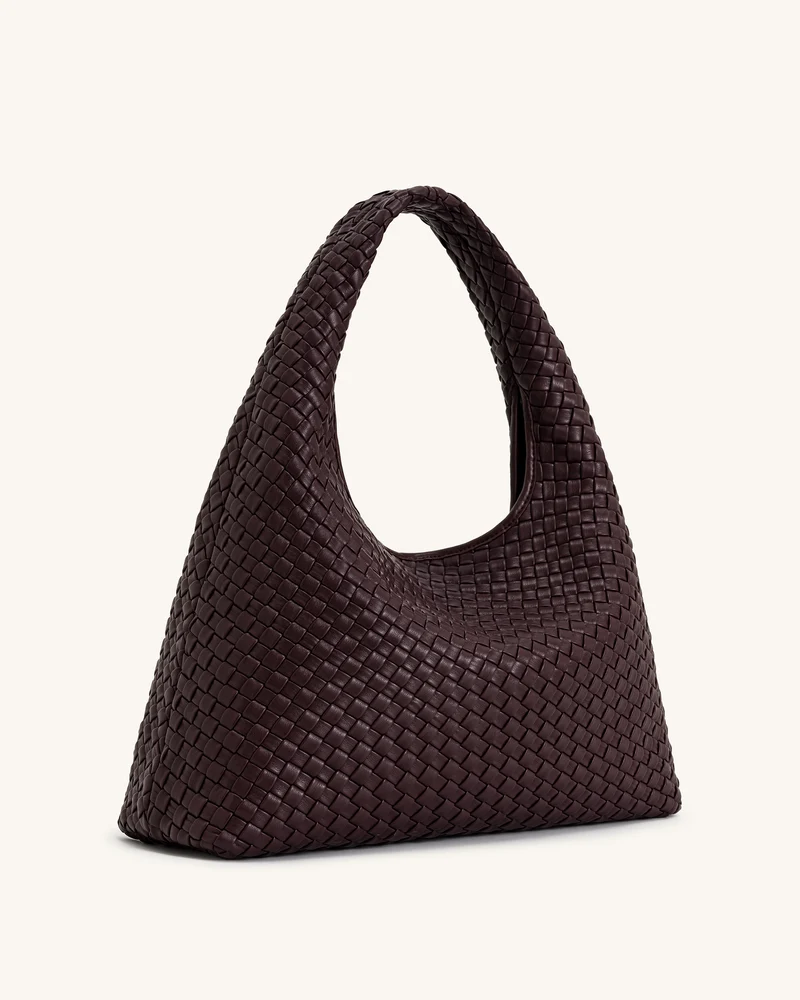 Laura Schultertasche mit Flechtmuster – Tiefburgunder
