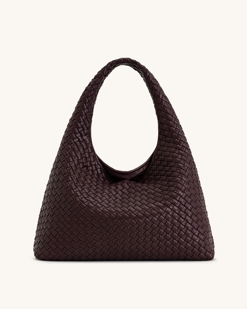 Laura Schultertasche mit Flechtmuster – Tiefburgunder