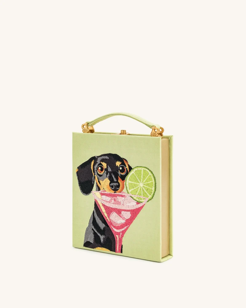 Taya-Welpenmuster Buchform Clutch Tasche - Hellgrün