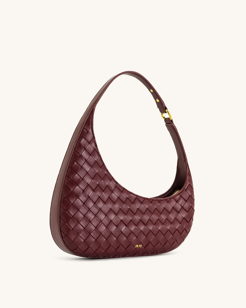 Harlee Schultertasche mit Flechtstruktur – Burgunderrot