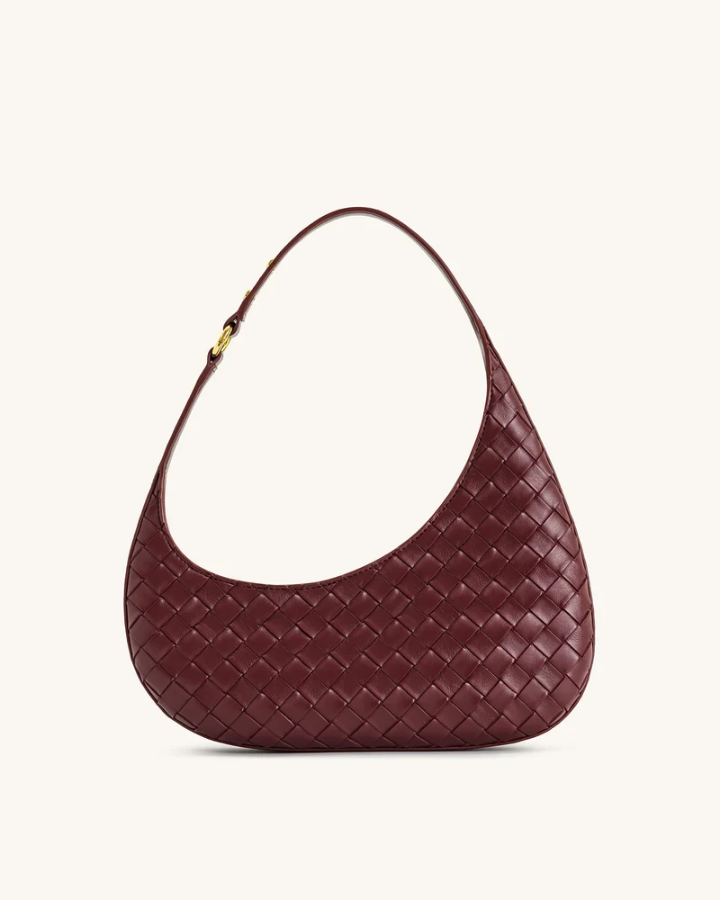 Harlee Schultertasche mit Flechtstruktur – Burgunderrot