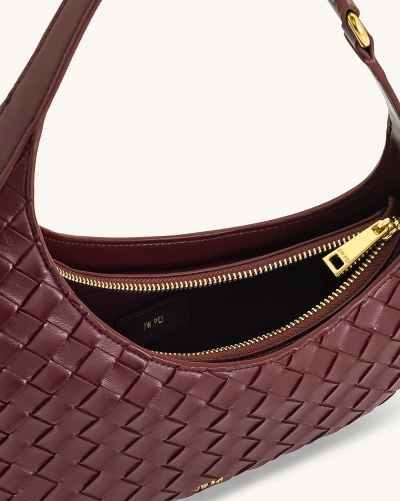 Harlee Schultertasche mit Flechtstruktur – Burgunderrot