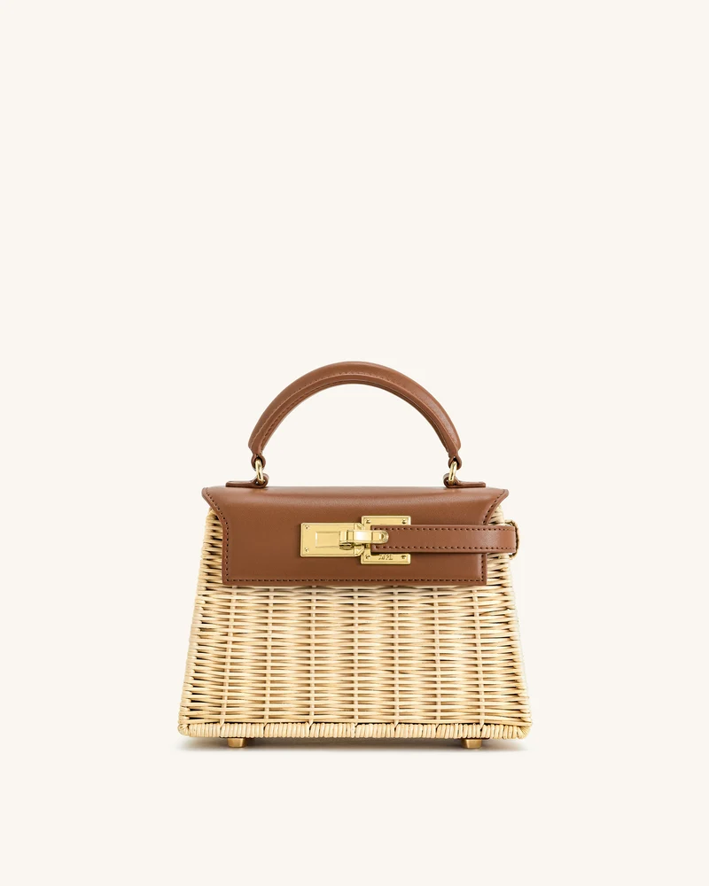Elise Handtasche aus natürlichem Rattan-Gewebe – Braunes Rattan