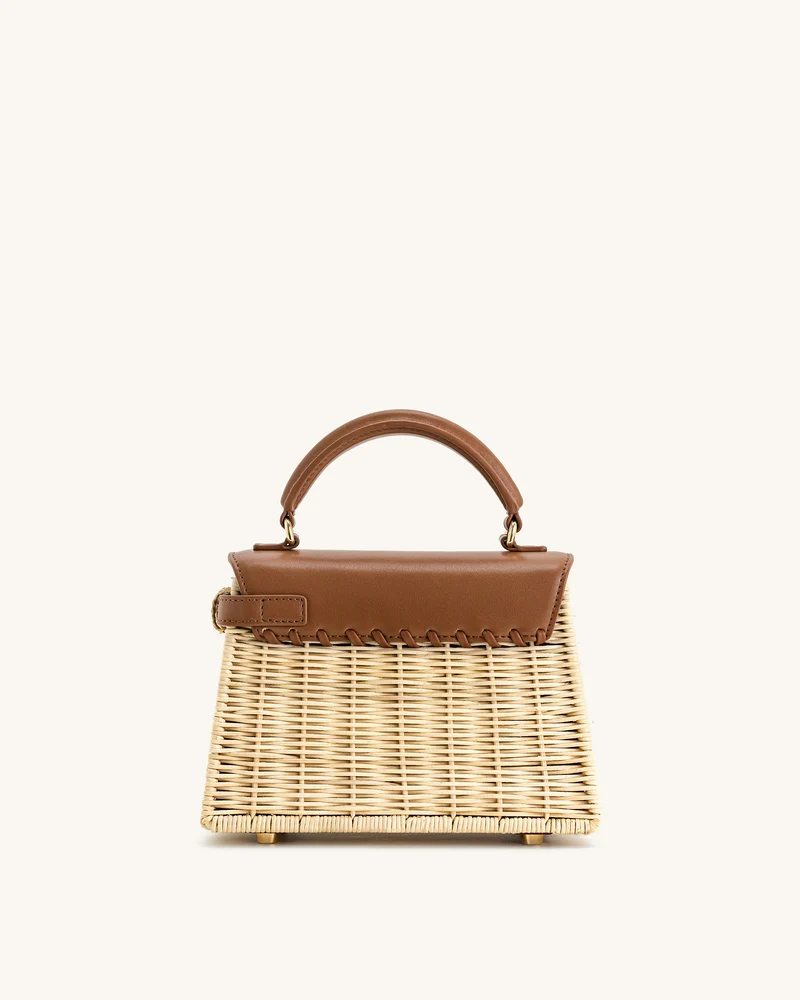 Elise Handtasche aus natürlichem Rattan-Gewebe – Braunes Rattan