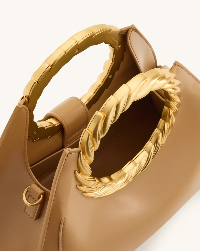 Amiya Skulpturale Tasche mit Blattgriff - Braun
