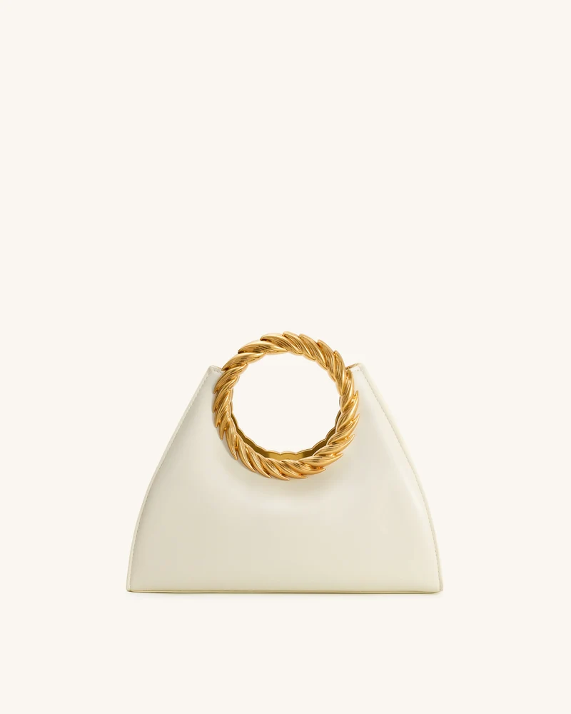 Amiya Skulpturale Tasche mit Blattgriff - Weiß