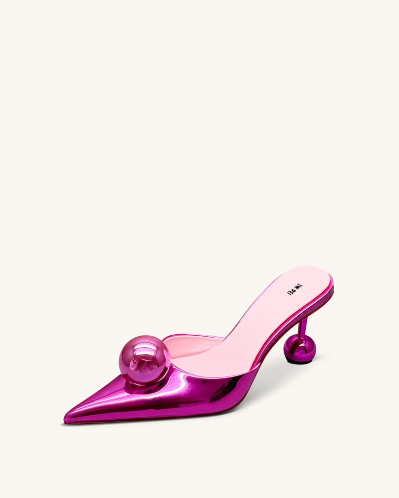 Sofia Mules mit Kugelabsatz - Rosenrot