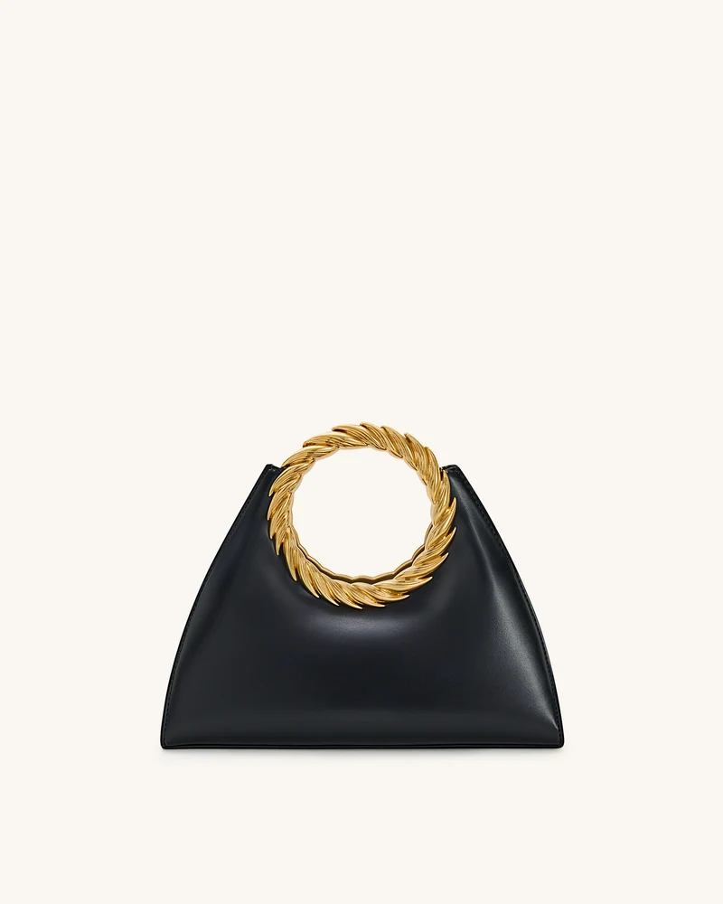 Amiya Skulpturale Tasche mit Blattgriff - Schwarz