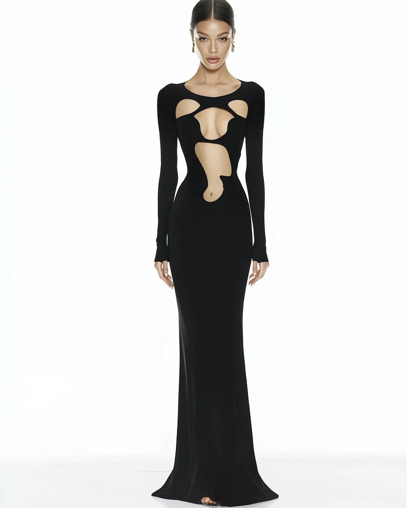 Ava Cutout Bodycon Kleid - Schwarz