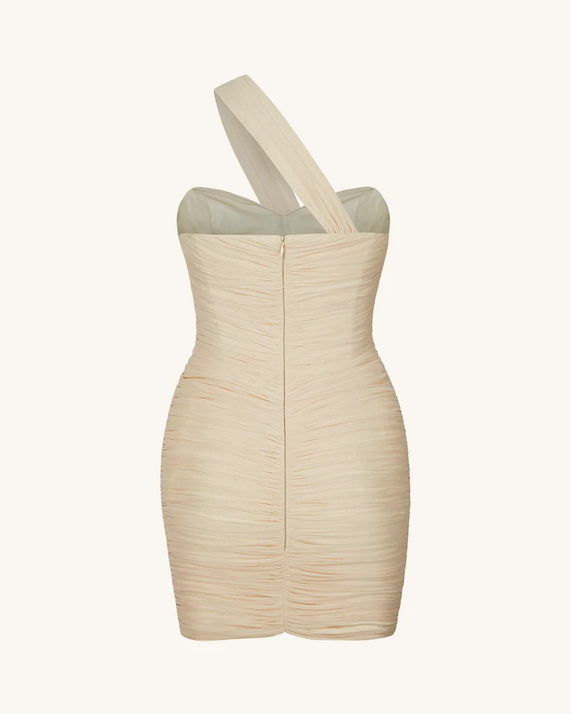 Josephine Ein-Schulter Rüschendes Minikleid - Nude