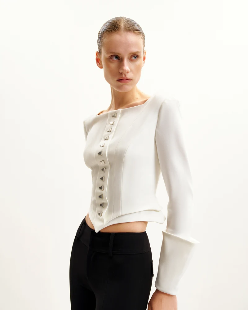 Lydia Korsett-inspirierter Blazer - Weiß