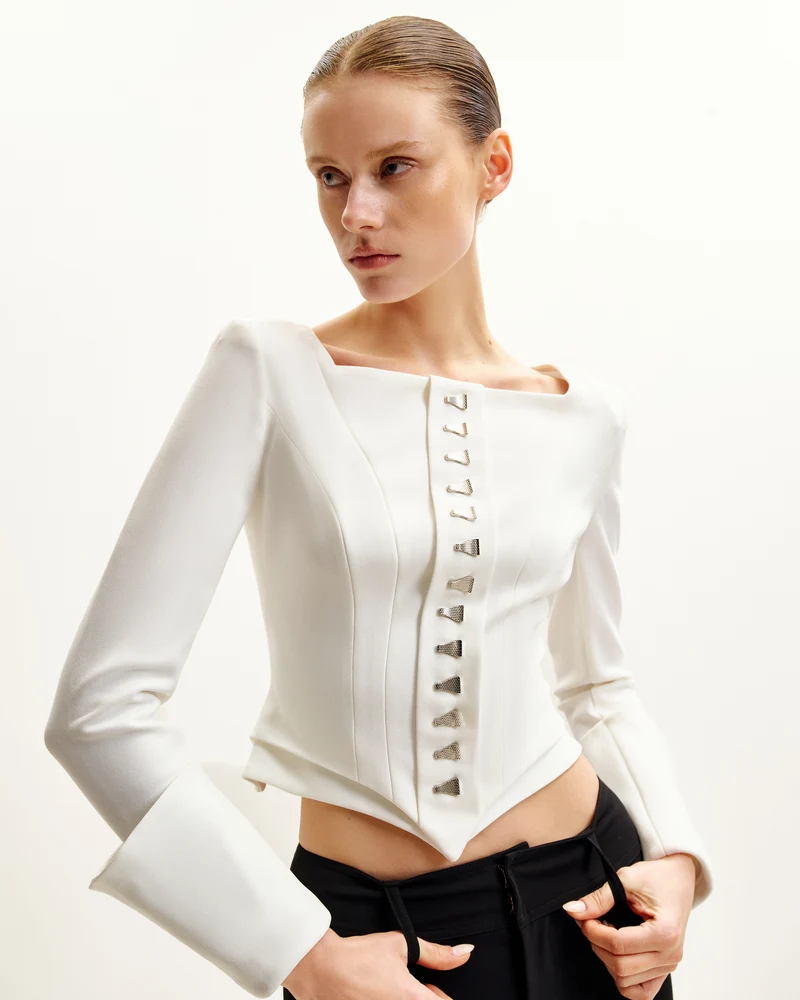 Lydia Korsett-inspirierter Blazer - Weiß