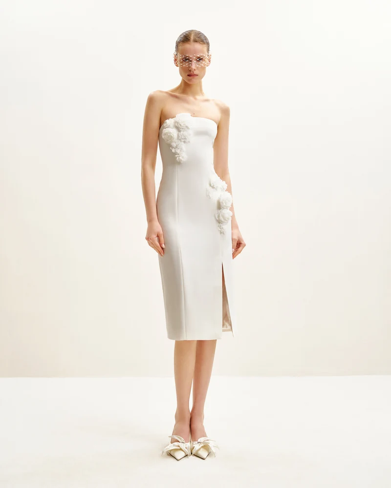 Petal Perfection Cocktailkleid - Weiß
