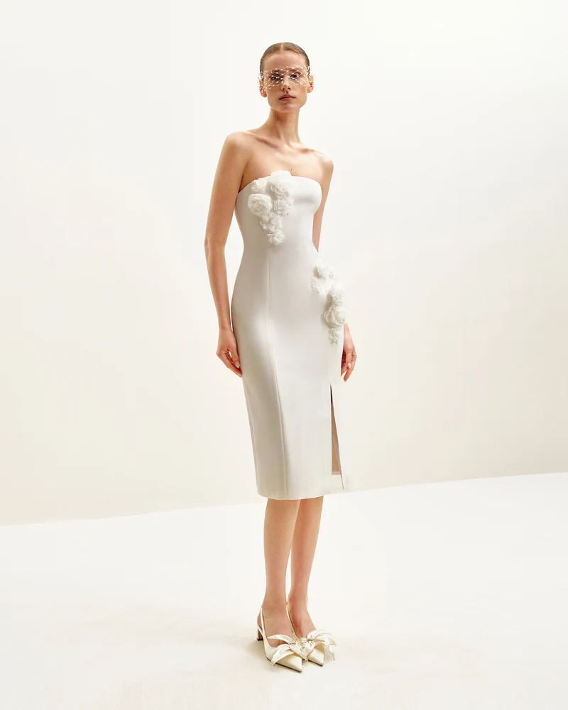 Petal Perfection Cocktailkleid - Weiß