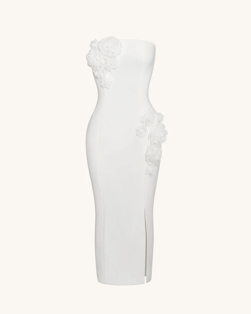 Petal Perfection Cocktailkleid - Weiß