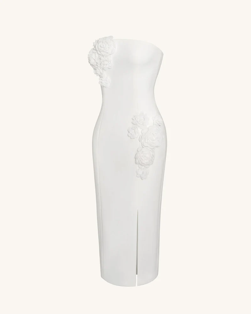 Petal Perfection Cocktailkleid - Weiß