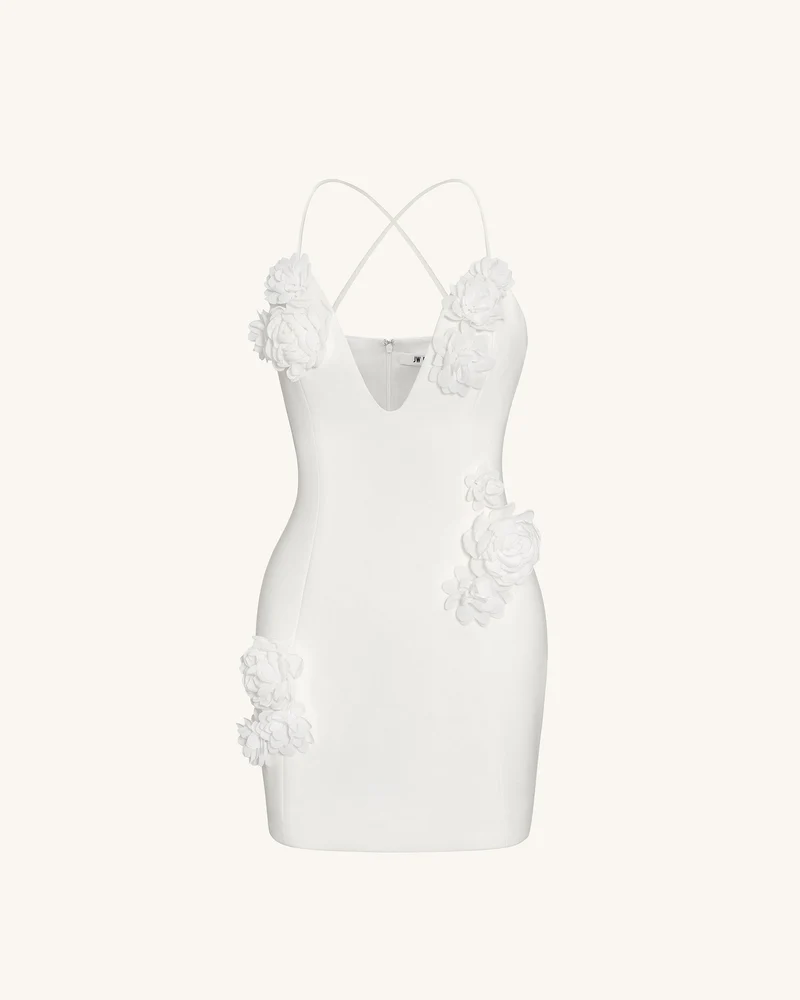 Floral Embrace Ärmelloses Abendkleid - Weiß