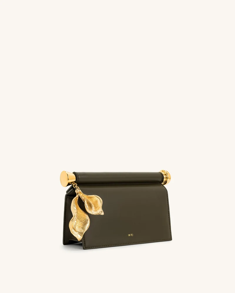 Holly Metallanhänger verzierte Clutch - Dunkelolivgrün