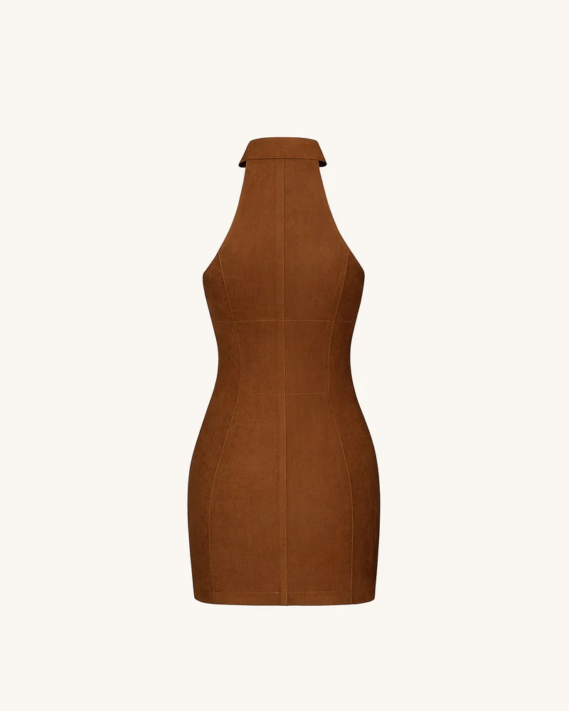 Ruby Neckholder-Minikleid mit Reißverschluss - Braun
