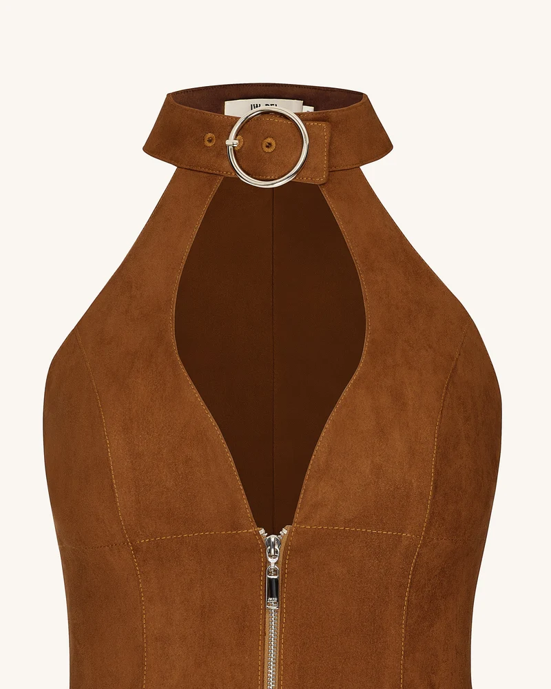 Ruby Neckholder-Minikleid mit Reißverschluss - Braun