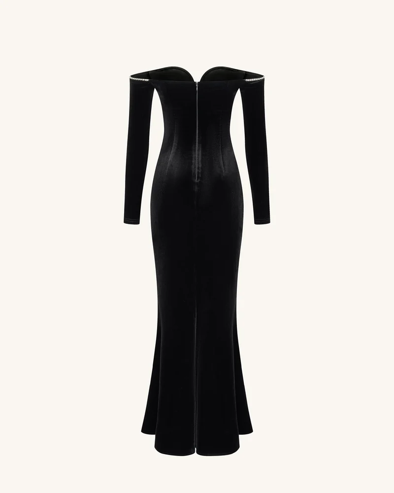 Allison Abendkleid mit schulterfreiem Schnitt - Schwarz