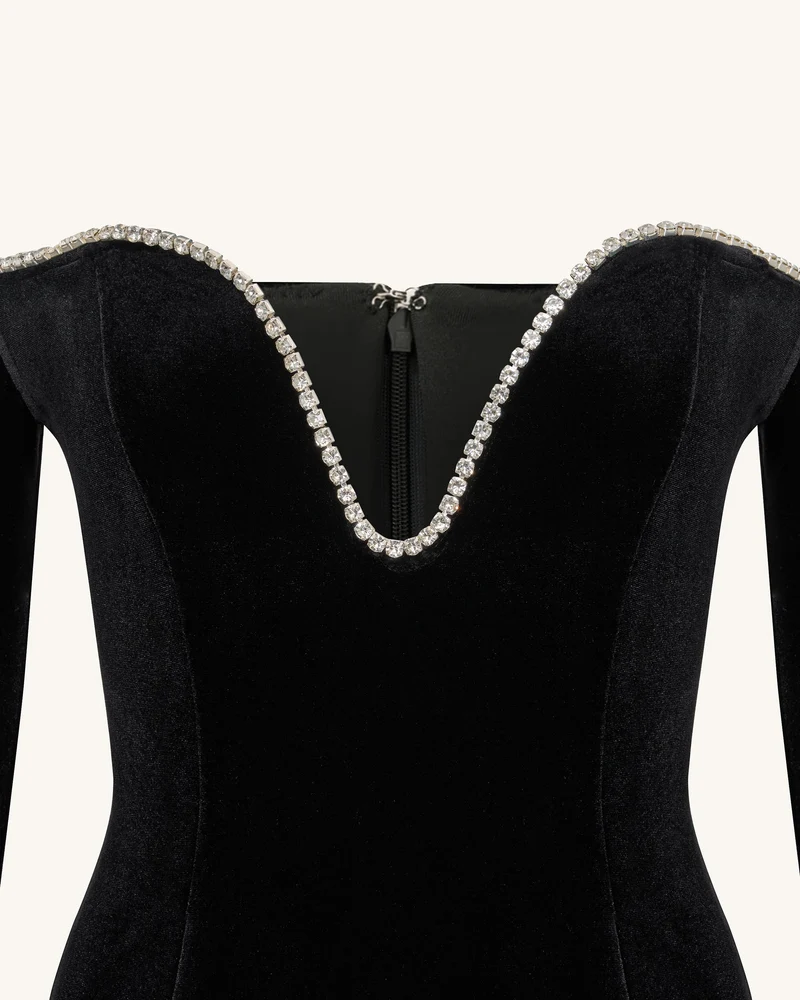 Allison Abendkleid mit schulterfreiem Schnitt - Schwarz