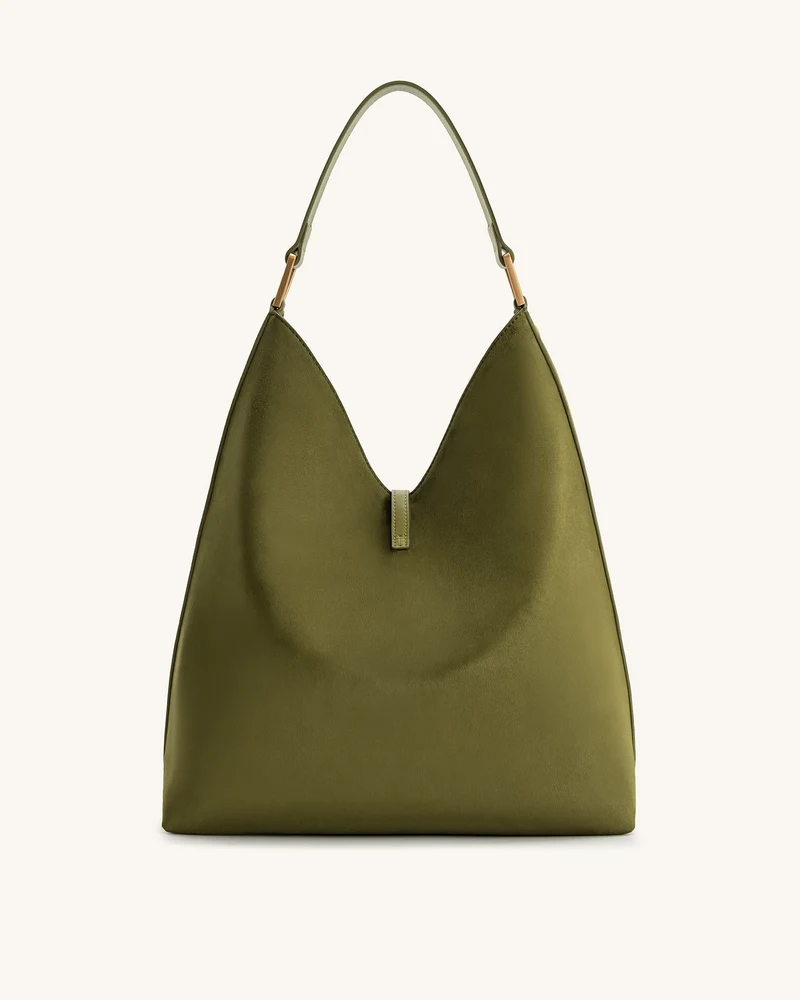 Aria Schultertasche aus Kunstwildleder - Dunkles Olivgrün