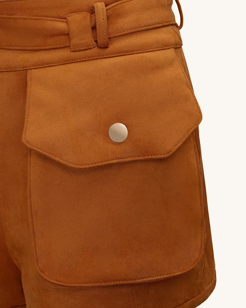 Abigail High-Waisted Utility-Shorts - Braun