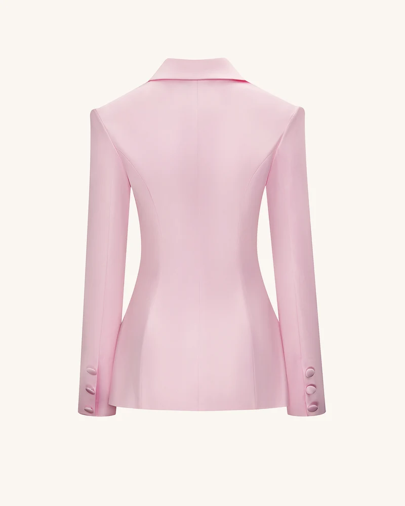 Lily Satin-Doppelreihiger Blazeranzug - Rosa