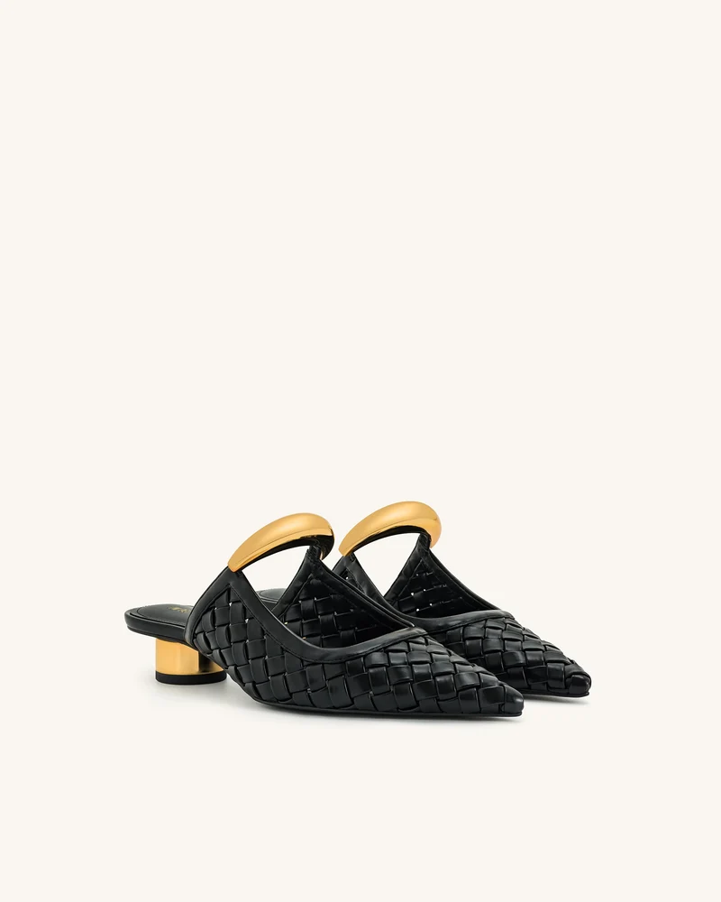 Helena Geflochtene Pierced Mules - Schwarz