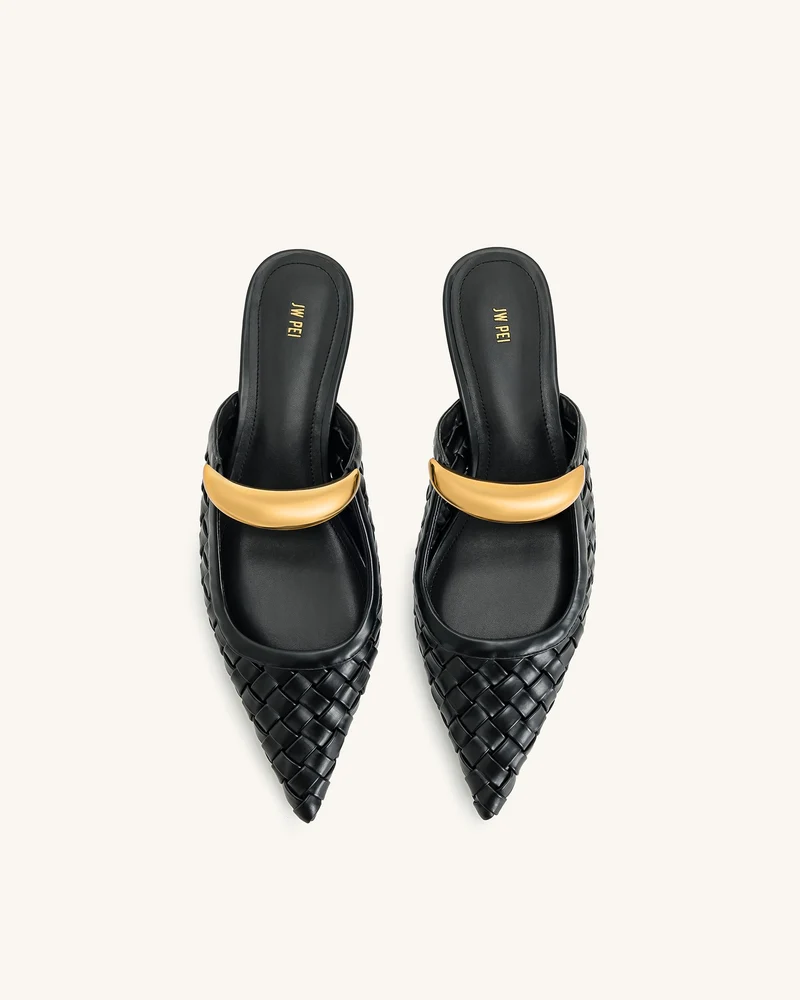Helena Geflochtene Pierced Mules - Schwarz