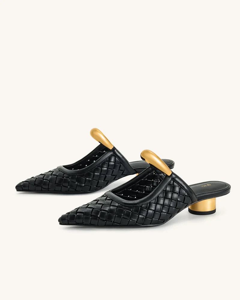 Helena Geflochtene Pierced Mules - Schwarz