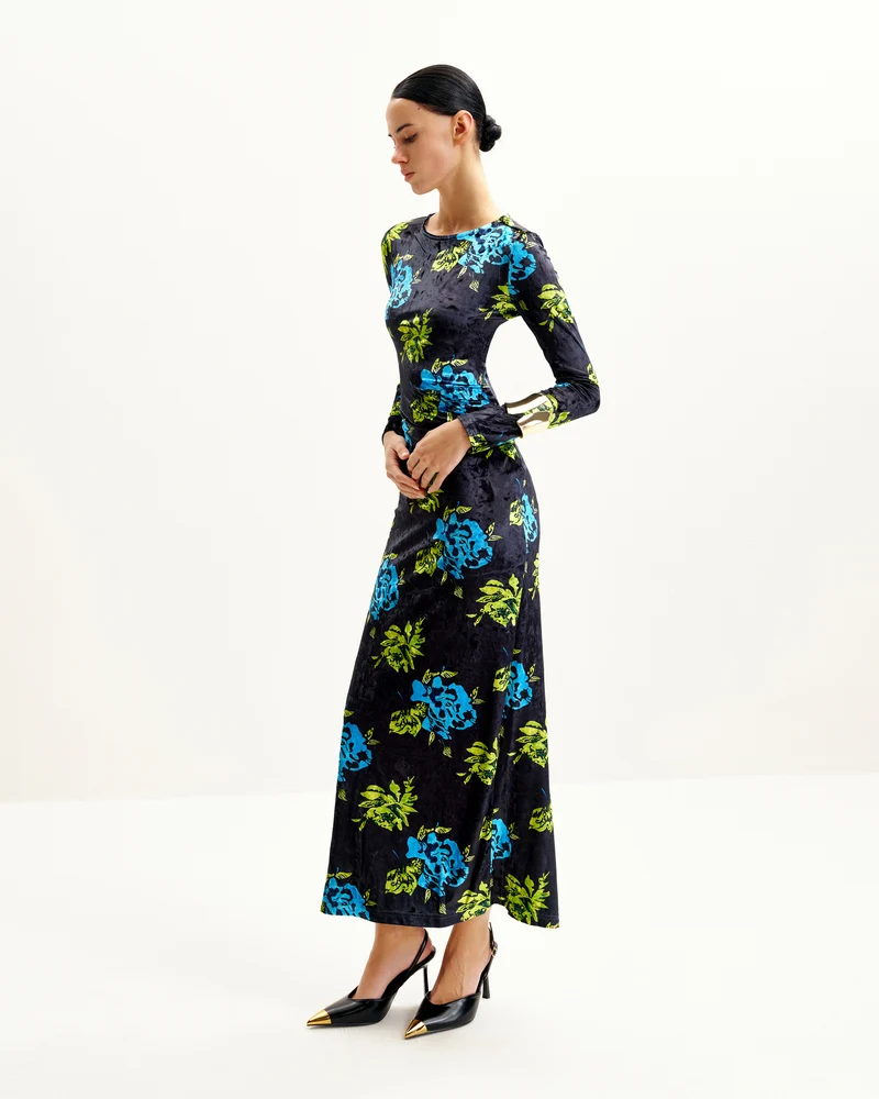 Zoe Lebendige Blumen Langarmkleid - Mehrfarbig