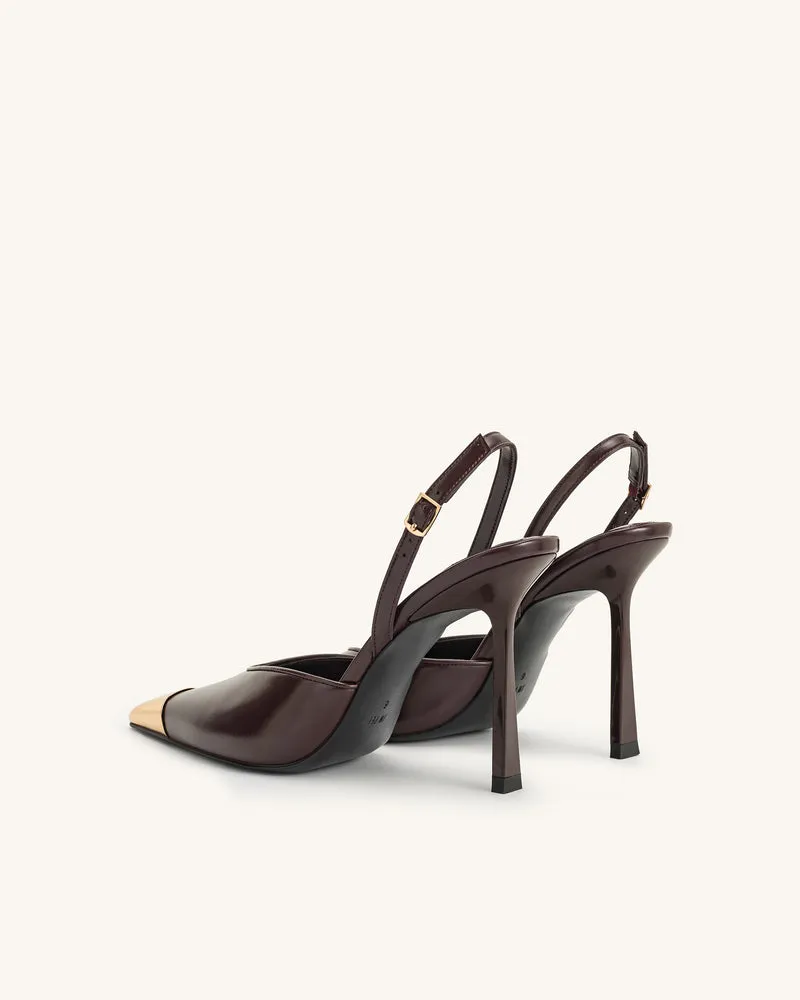 Savannah Slingback-Pumps mit goldener Spitze - Burgunderrot