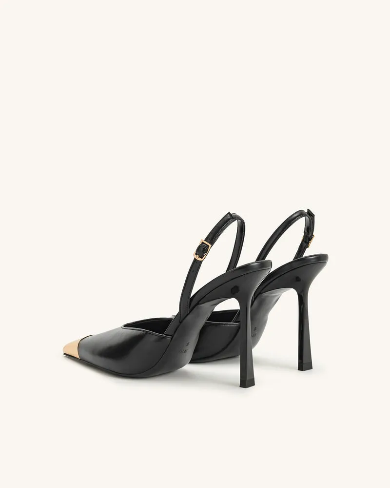 Savannah Slingback-Pumps mit goldener Spitze - Schwarz