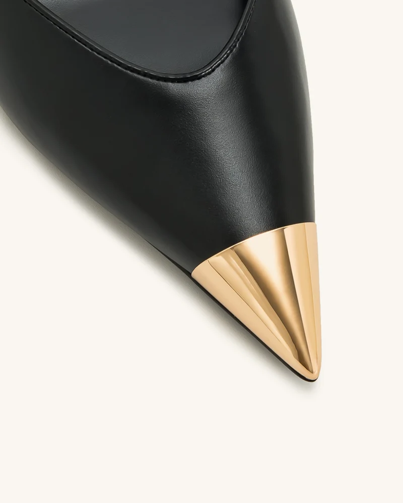 Savannah Slingback-Pumps mit goldener Spitze - Schwarz