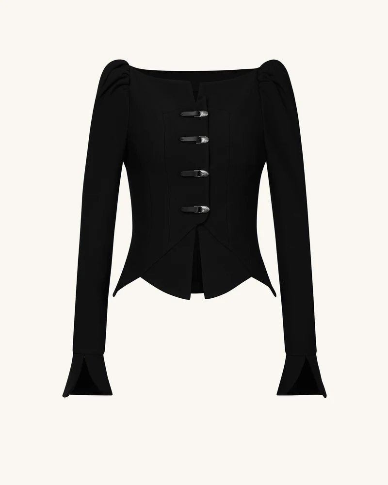 Olivia Blazer mit Puff-Schultern - Schwarz