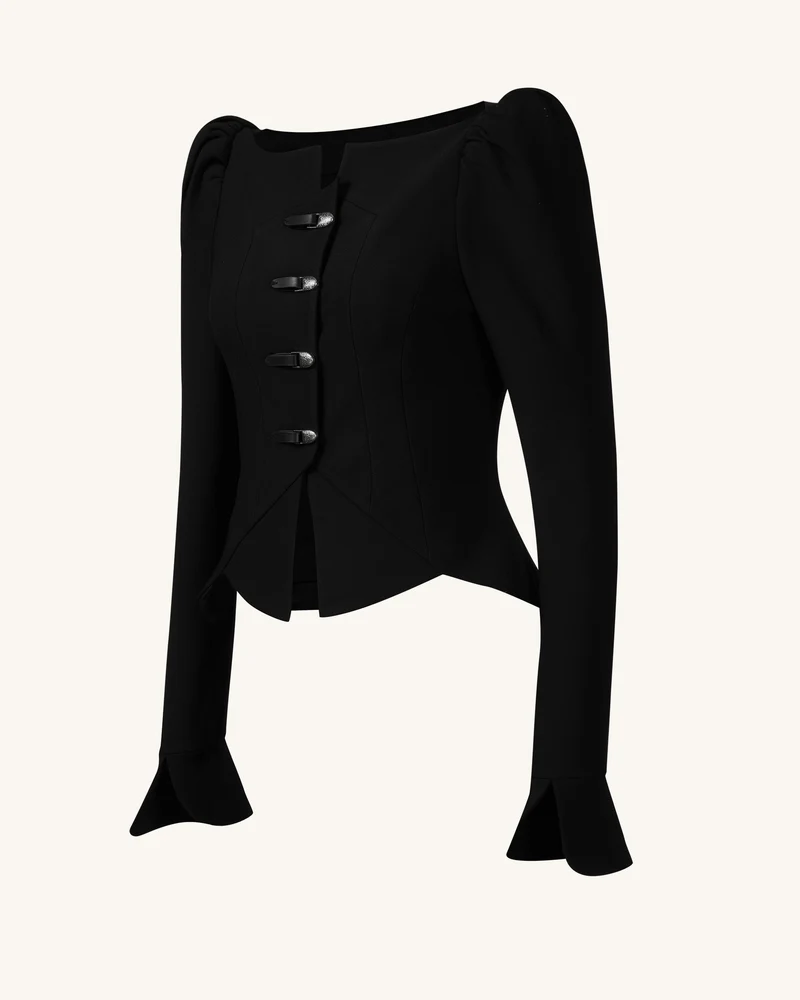 Olivia Blazer mit Puff-Schultern - Schwarz