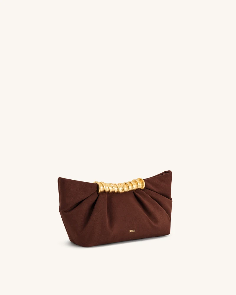 Leia Plissierte Clutch - Dunkelbraun