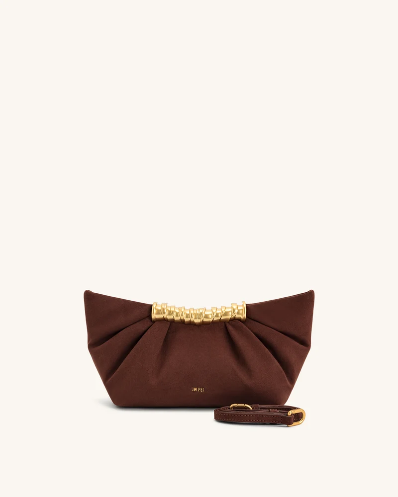 Leia Plissierte Clutch - Dunkelbraun